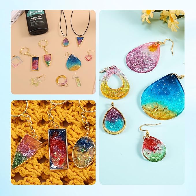 Resiners Resin Kit, Jewelry Making Kit, 190Pcs Highly Clear Resin with UV Light, Resin Accessories for Jewelry Making Keychains, Earring, Necklace DIY Crafts