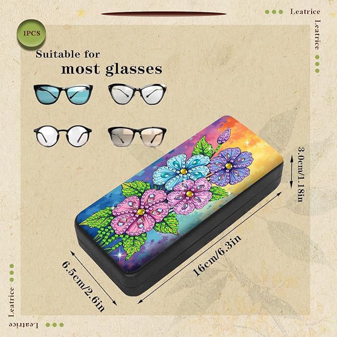 Leatrice Flower Diamond Art Kits for Adults Small Diamond Painting Kit Gem Art Paint by Diamonds Dot Eyeglasses Case 5d Diamond Art DIY for Beginner Women