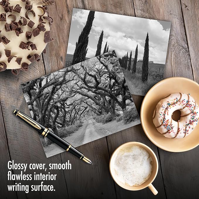 The Best Card Company - 20 All Occasion Blank Greeting Cards (4 x 5.12 Inch) - Monocolor Photos (10 Designs, 2 Each) - Tree Lines AM3313OCB-B2x10
