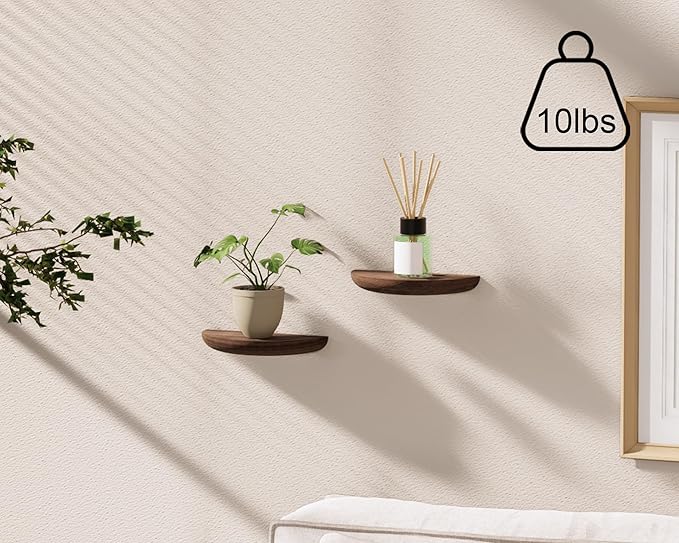 Solid Wood Half Round Floating Wall Shelves | Elegant Floating Shelves, Elevate Your Space. Perfect for Living Rooms, Bathrooms, Bedrooms, Offices, Children's Rooms