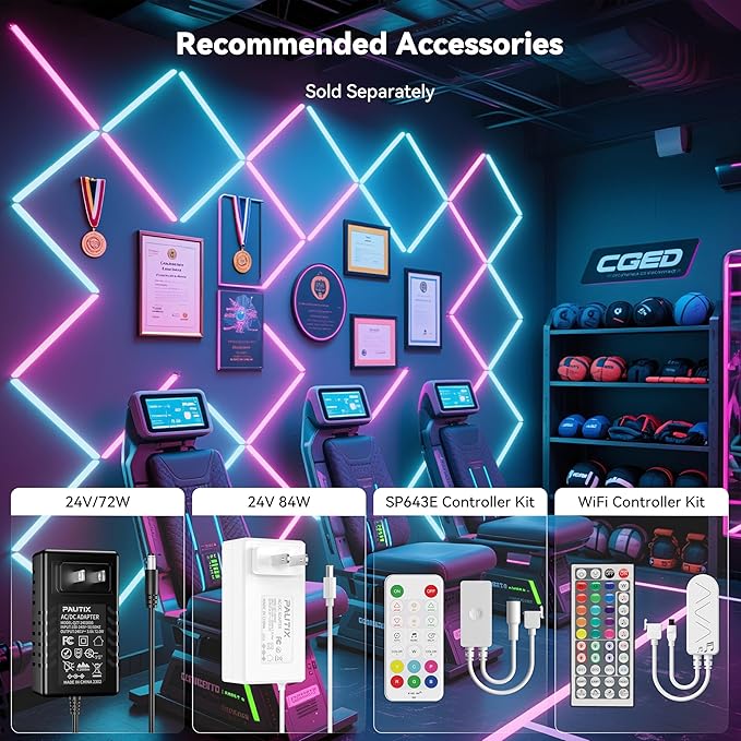 PAUTIX RGB COB LED Strip Light IP65 Waterproof 16.4ft/5m,UL Listed 24V Color Changing Flexible Tape Lights Multicolor with 4200LEDs,for TV,Bedroom,Party DIY Decoration(Adapter&Controller Not Included)