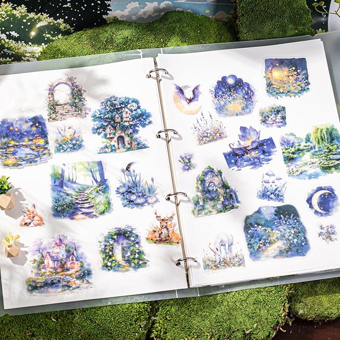 Green Garden PET Sticker Set, 100PCS Nature Aesthetic Stickers for Journaling, Scrapbooking, DIY Crafts and Art Supplies