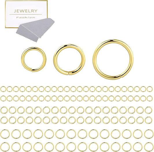 ALEXCRAFT Sterling Silver Jump Rings for Jewelry Making 14K Gold 4mm 5mm 6mm 925 Sterling Silver Open Jump Rings for DIY（60 PCS）