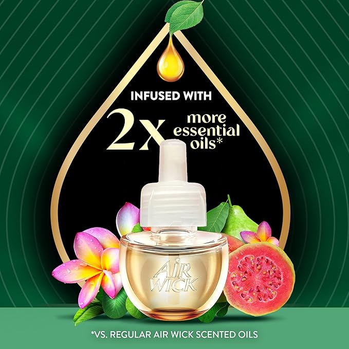 Air Wick Scented Oils Plug In Scented Oil Refill,Hawaiian Guava & Tropical Flower, 5 ct
