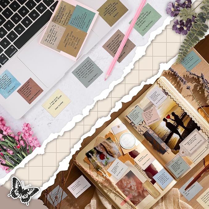 240PCS Vintage Motivational Quote Stickers, Typewriter Style Scrapbook Stickers, Famous Words Literary Inspirational Journaling Sticker Planner Bullet Journal Supplies