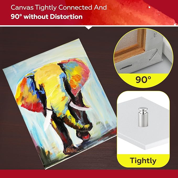 Stretched Canvas for Painting,10Pack 8X8 Inch Stretched White Blank Canvas,8 Oz Triple Primed 5/8" Profile Stretched Canvases,100% Cotton,Canvas for Painting, for Acrylics, Oils