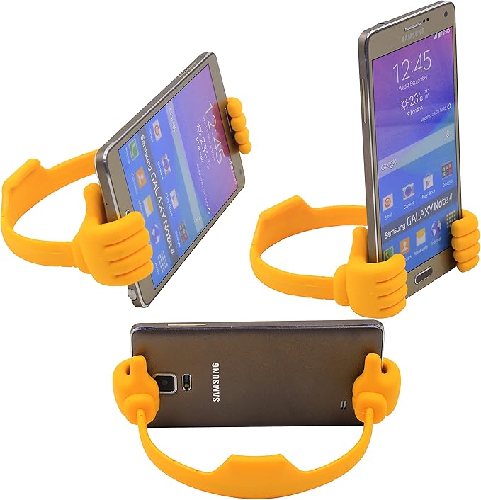 Honsky Cell Phone Stand Holder, Thumbs Up Lazy Phone Stand, Universal Adjustable Flexible, Cute Perfect Stocking Stuffers Gifts for Teen Girls, Compatible with Cell Phones & Tablets,Yellow