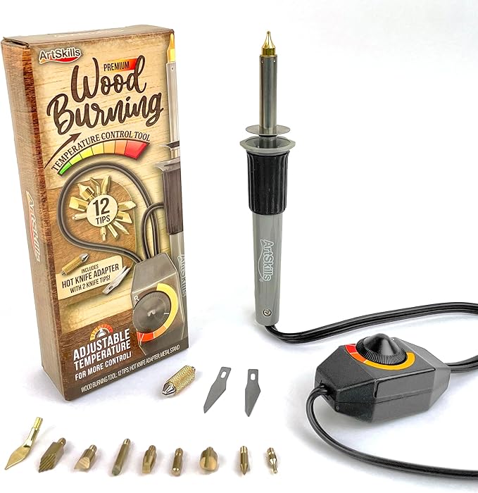 ArtSkills Wood Burning Tool Kit for Adults Teens & Beginners – 16 Piece Complete Woodburning Kit with Adjustable Temperature Wood Burning Pen, 12 Tips, Hot Knife Adapter – Wood Engraver for DIY Crafts