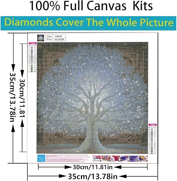 CSZPPQAF 5D Diamond Painting Kits for Adults, Luminous Tree of Life Diamond Art Kits for Adults Beginner, DIY Full Drill Gem Art Paint by Diamonds Dots Crafts Kits for Home Decor 13.7x13.7Inch