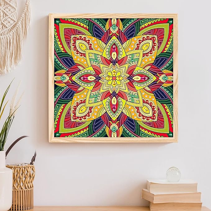Tontut Flower Diamond Art Painting Kits, 5D Special Shape Beginner Crystal Diamond Art Painting for Home Wall Decor Gifts 12×12 inch