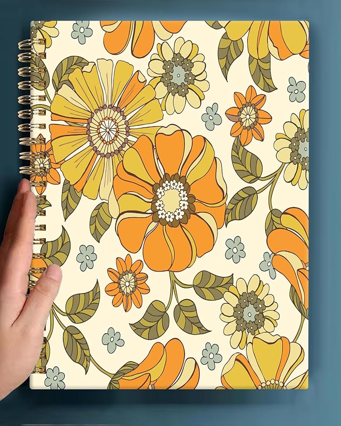 Spiral Journal Notebook,A5 Hardcover Lined Journals for Women 6 x 8.3 in,60 Sheets 120 Pages Thick Paper,Cute College Ruled Writing Notebook for Office Work School(Vintage Flower)