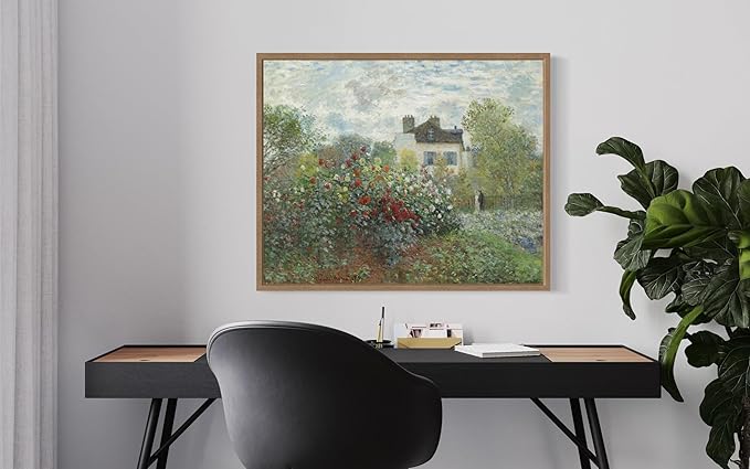 The Garden Claude Monet Wall Art Print Poster, Impressionist Painting Wall Art Wall Decor, for Bedroom and Living room Bathroom Decor 115 (The Garden, 11 x 14 inches, Wood Frame)