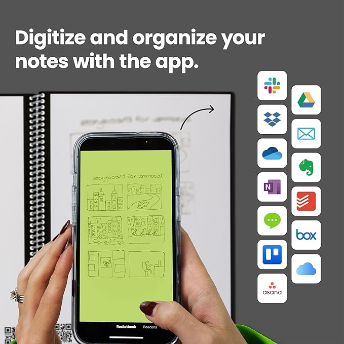Rocketbook Core Reusable Spiral Notebook, Executive Size 6x8.8, Teal - Lined Pages, App-Connected, Erasable, Durable Cover, Ideal for School, Work, and Creative Projects