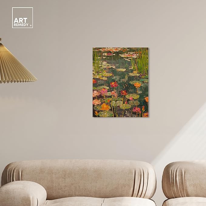 Art Remedy Afternoon Visit Gallery Wrapped Impressionism 1 Piece Canvas Wall Art/Monet And Van Gogh Inspired Art, 16" x 20", Gallery Wrapped