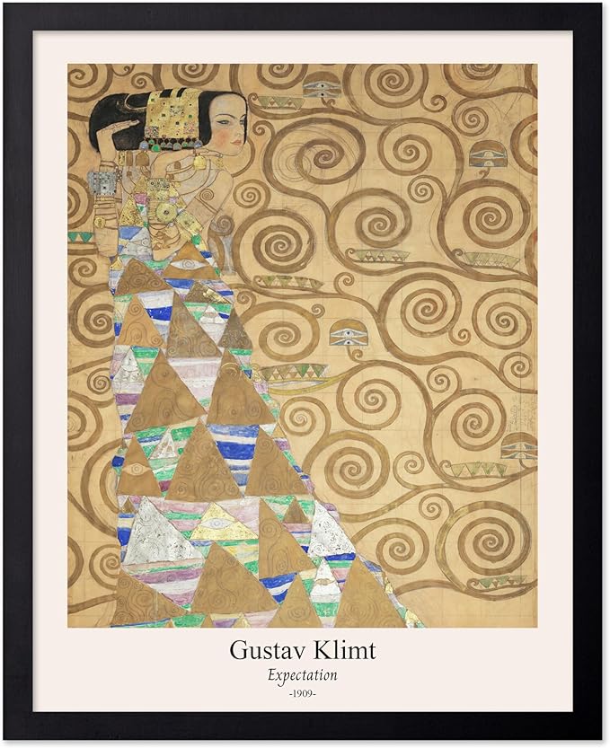 Poster Master Vintage Gustav Klimt Poster - Retro Expectation Print - Art Nouveau - Symbolism Art - Abstract Art - Aesthetic Art - Classic Painting - Living Room Wall Decor - 16x20 Black Framed