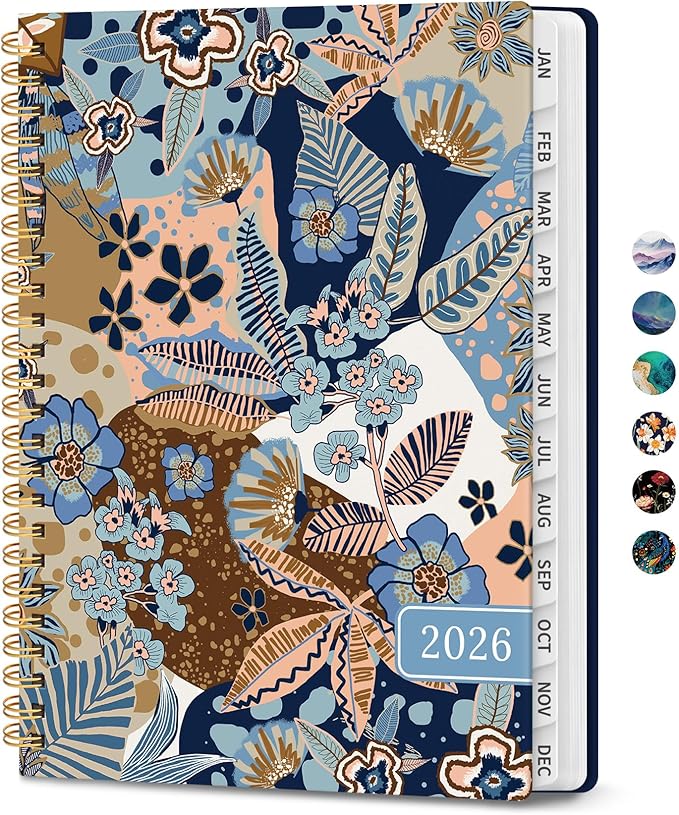 2026 Planner, Monthly and Weekly Calendar Planner for Women, Jan 2026 - Dec 2026, Hardcover Pretty 2026 Agenda Planner Book with Tabs, Spiral Bound, Perfect for School Office Home Supplies, 6.3" x 8.5" - Lineage Flora