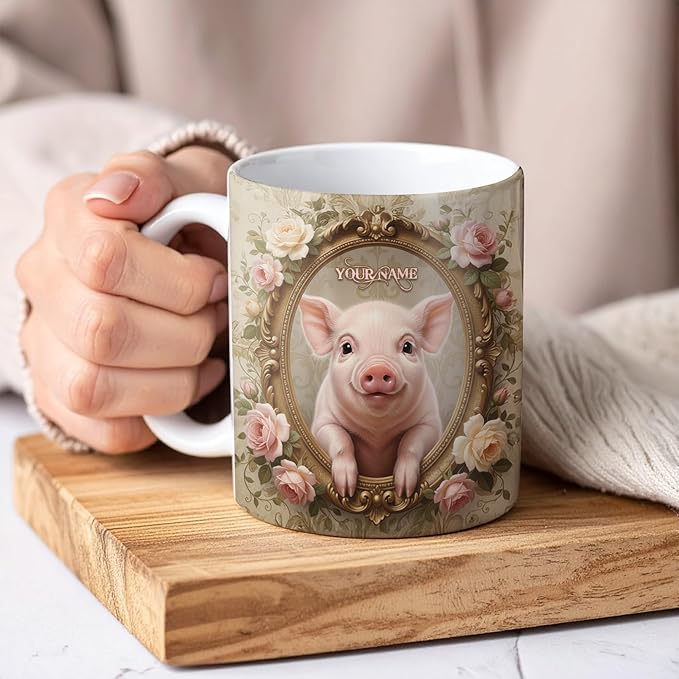 VanLich Shop Personalized Cute Pig Changing Color/Accent Coffee Mug – Animal Design Mug
