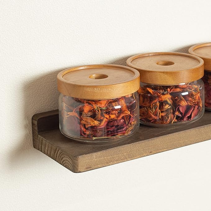 Freezing point Floating Shelves for Wall Set of 2 Natural Wood 16Inch Wall Shelf Decor Plant Display Collectibles Mounted Kitchen Bathroom Bedroom Corner Decorative Storage Stand Coffee