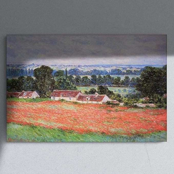 40+ Monet Famous Print Posters Poppy Field at Giverny by Claude Monet Impressionism Canvas Posters Print Wall Art Bedroom Office Room Decor Gift Unframe 24×36inch(60×90cm)