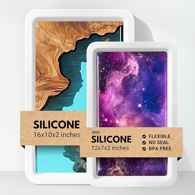 Alaskey® Large Premium Rectangular Resin Table Silicone Mold 16"x10" and 12"x7" | Durable, Reusable, No Seal Required | Large Epoxy Resin Mold for DIY River Table, Coffee Table, Cutting Board Crafts