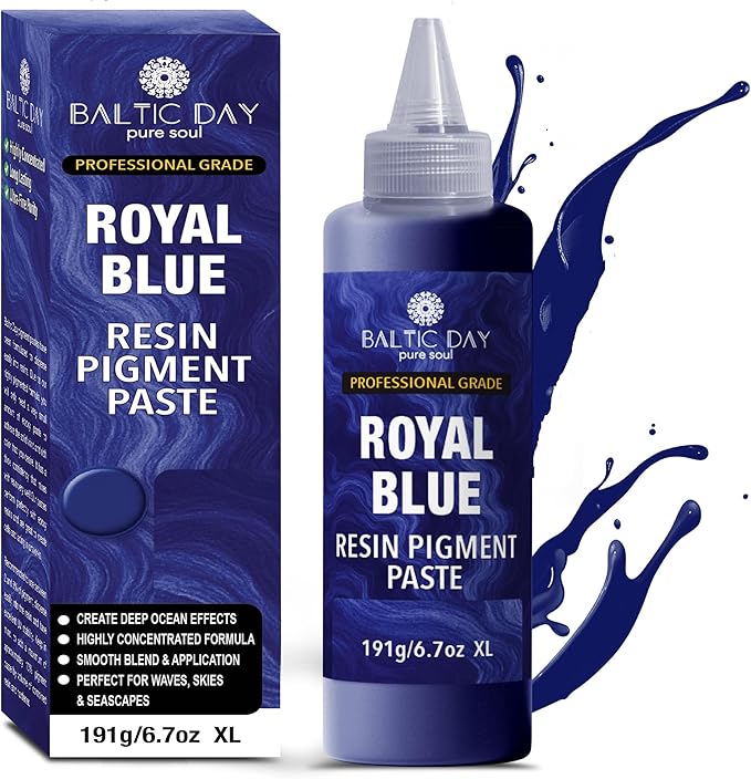 Royal Blue Epoxy Resin Pigment Paste XL (191g/6.7oz) – Opaque Epoxy Dye & High Concentration Coloring Paste, Mica Powder Alternative for Resin Art, Jewelry, Tumblers, River Tables & Crafts