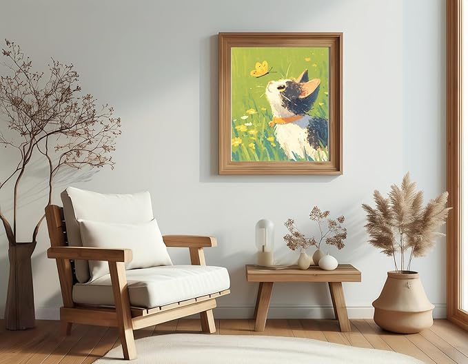 Paint by Numbers Kit for Adults Beginner,Butterfly Cat Wildflowers Easy Paint by Number Kits Canvas Without Framed,DIY Acrylic Oil Painting Adults Paint by Numbers Kits for Home Decor 16x20 Inch