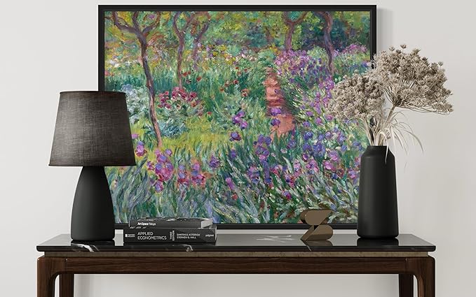 The Artist’s Garden Claude Monet Wall Art Print Poster, Impressionist Painting Wall Art Wall Decor, for Bedroom and Living room Bathroom Decor 115 (The Artist’s Garden, 8 x 10 inches, Black Frame)