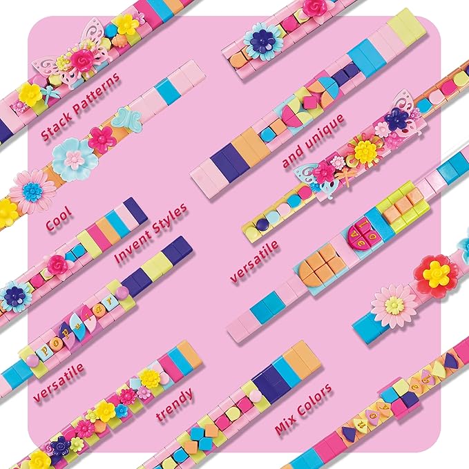 BOLVISEP Friendship Bracelet Making Kit for Girls, 6-12 Year Old Girl Christmas Birthday Gifts, Arts and Crafts Kits for Kids, Kid Rubber Band Bracelet Making Kit with Charm (Butterfly&Flower) 488PCS