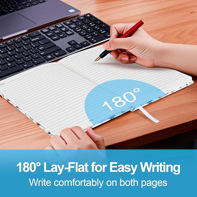 Lined Dotted Journal Notebook A5 (6x8), Dot Grid Hardcover PU Leather Writing Journal with Japanese Paper, 160 Pages, Gift for Women and Men, Work & Note Taking