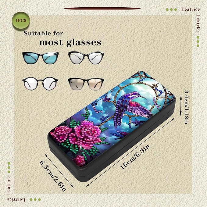 Leatrice Animal Diamond Art Kits for Adults Small Diamond Painting Kit Gem Art Paint by Diamonds Dot Eyeglasses Case 5d Diamond Art DIY for Beginner Women Bird