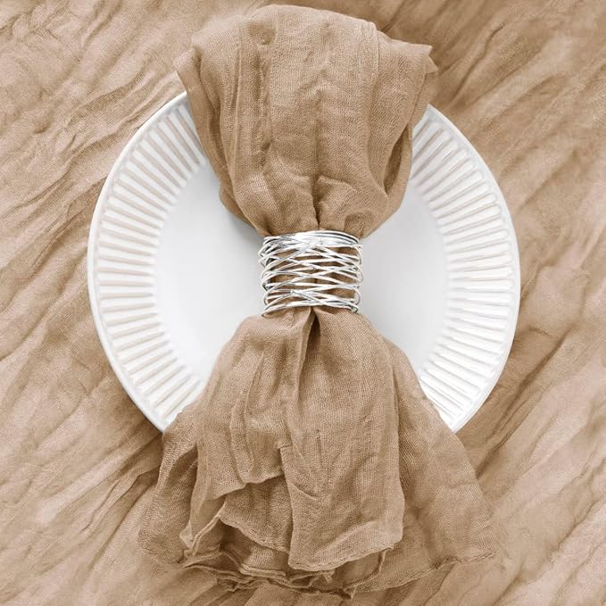 20 Pack Nude Cheesecloth Napkins Spring Cloth Napkins Set of 20 Coffee Dinner Napkins Bulk 21x21 Inches for Wedding Bridal Shower Baby Shower Valentine's Day