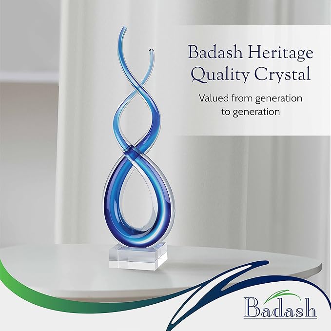 Badash Murano Style Deep Blue Sea Art Glass Centerpiece H20