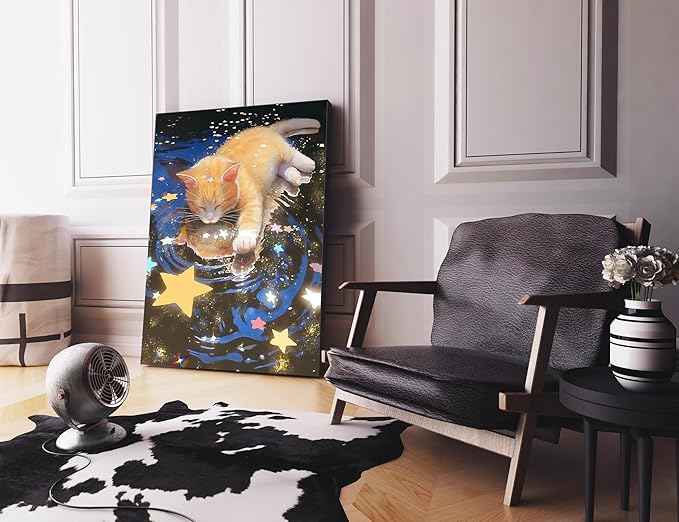 JYXSJYYD Paint by Numbers Kit for Adults Beginner,Star Cat Paint by Number Kits Canvas Without Framed,Animal Cat DIY Acrylic Oil Painting Adults Paint by Numbers Kits for Home Wall Decor 16x20 Inch