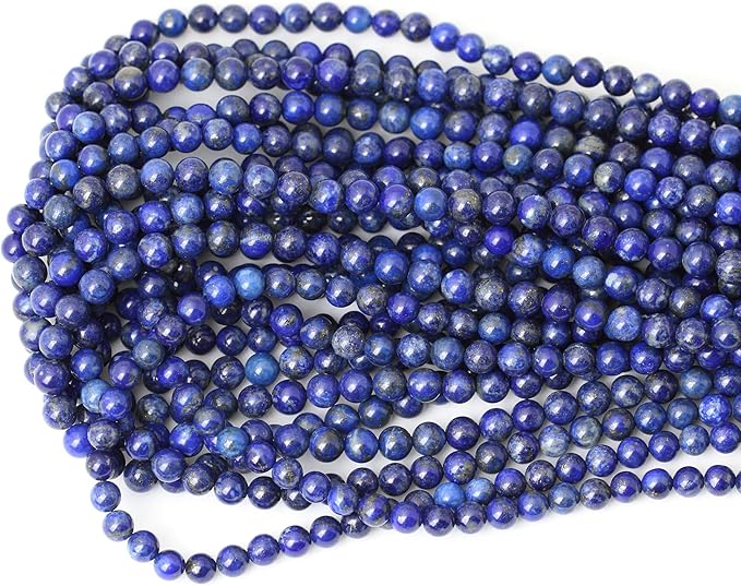 60PCS 6mm Natural Lapis Lazuli Gemstone Round Loose Beads for Jewelry Making DIY Findings 1 Strand 15"