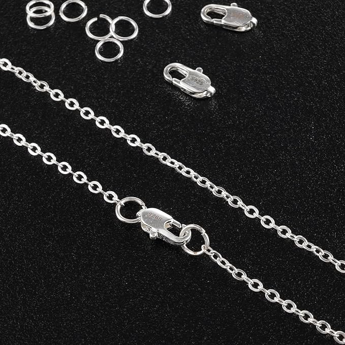 925 Sterling Silver Jewelry Making Lobster Claw 10mm, 23PCS Italian Rectangle Trigger Clasps with Open Jump Rings Set, Small Necklaces Bracelet Connector Clasp Supplies Silver Jewelry Finding Set