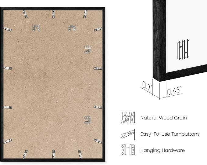HAUS AND HUES 24x36 Black Oak Frame - Standalone Wooden Poster Holder for Large Wall Displays