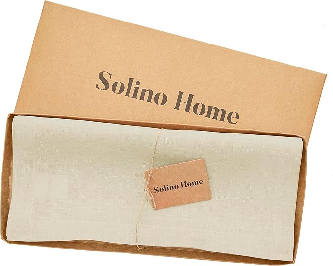 Solino Home Linen Table Runner 90 Inches Long - 100% Pure Linen Birch Table Runner 14 x 90 Inch for Spring, Easter - Fete