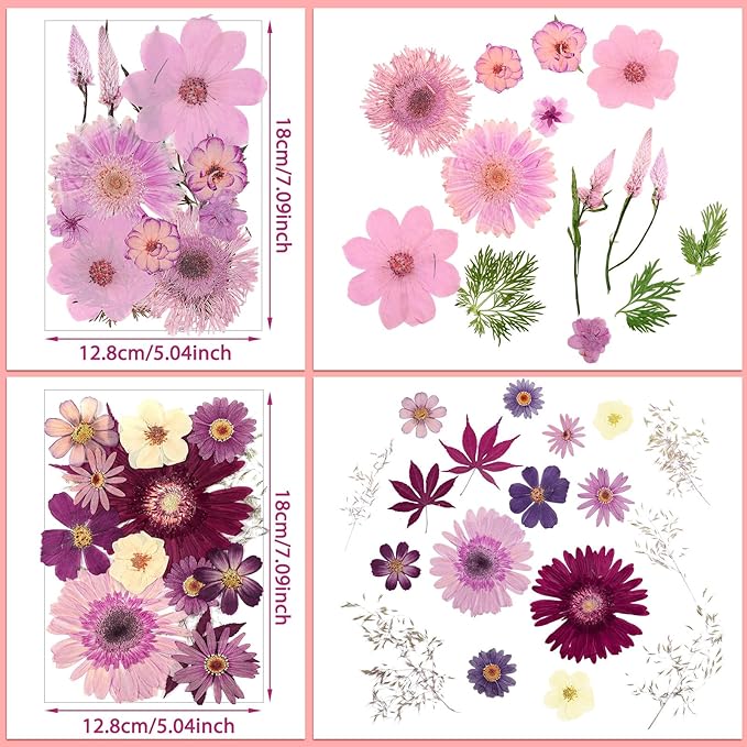 Nuanchu Dried Flower for Crafts Resin Pressed Flowers Bulk, Large Dried Wildflowers Leave Natural with Tweezer for Resin Mold Scrapbooking Nail Soap Candle Making Cake DIY Christmas Crafts Supplies