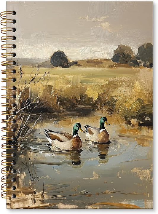 XNXLDYLH Mallard Duck Cottagecore Notebook Journal, Farmhouse Aesthetic Spiral Notebook, Cute Nature Aesthetic Journals Notebooks for Women Girls Boys Kids, Duck Office School Supplies Gifts,5.5x8.3In