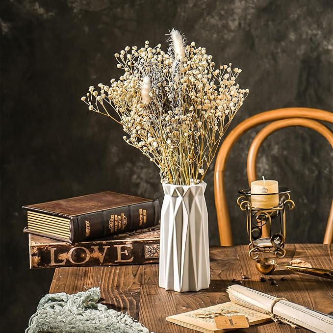 Dried Lavander Flower Bouquet with Babies Breath, Used for Home Farmhouse Decor, Table Decor Real Dried Flowers for vase, Gift for Mother Friend. 16.5 Inches