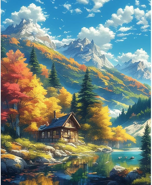 Mountain Paint by Numbers Kit for Adults Beginner Landscape Oil Painting Kit Adult Paint by Number Kits on Canvas DIY Painting for Beginners Art by Numbers for Gifts Home Wall Decor 16x20 Inch