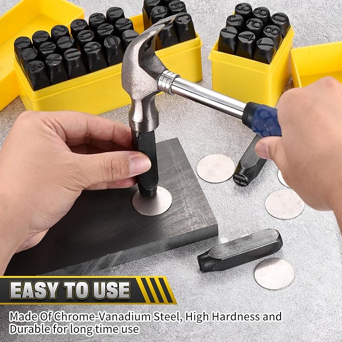 WorkBless 36PCS Metal Stamping Kit, 1/2"(12.5mm) Steel Number and Letter Punch Set, Include A-Z Alphabet, Number 0-8, & Symbol, Stamping Tool for Imprinting Plastic, Wood, Leather, Jewelry