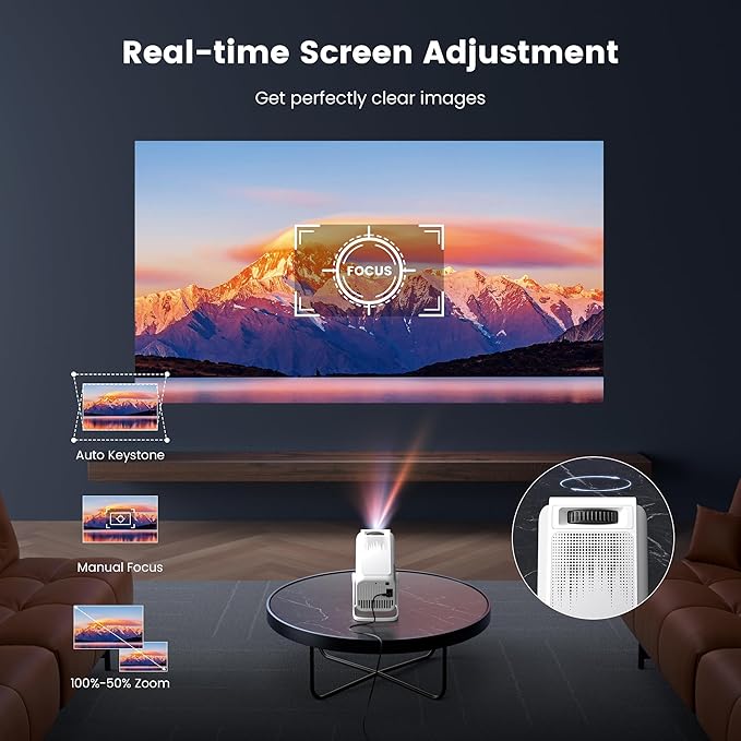 Mini 4K Projector with Wifi and Bluetooth, 1080P Full HD Smart Outdoor Portable Movie Small Projector with 270°Rotatable Stand, Android 13 OS, Auto Keystone, Support Big Screen for Home Bedroom