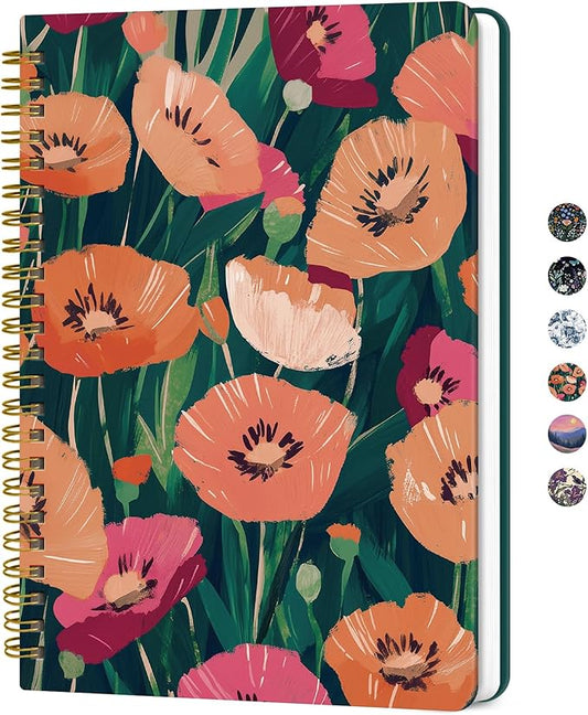 Lined Spiral Journal for Women, A5 Hardcover Cute Notebook for Work & Note Taking, Aesthetic Pretty Journal for Writing, 140 Pages, 6"x8", Golden Blush