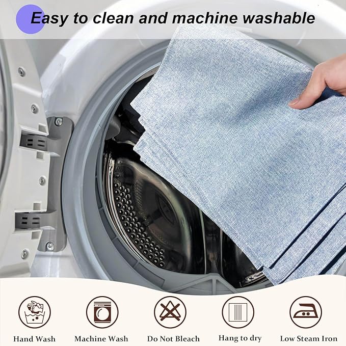 Cloth Placemats Set of 4, Cotton Linen Blend Machine Washable Double Layered Place Mats, Heat Resistant Placemats Rectangular Fabric Dining Table Mats for Indoors & Outdoors 19’’×13’’ (Light Blue, 4)