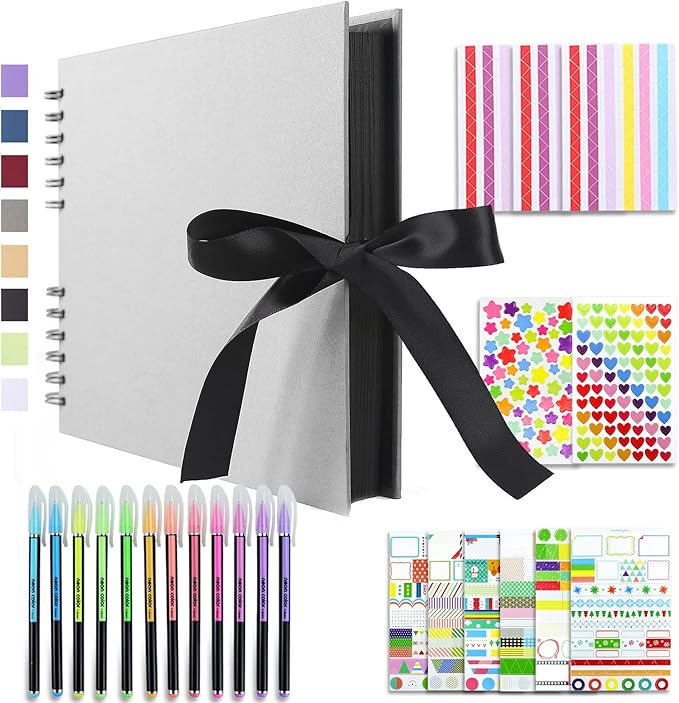 Vienrose Scrapbook Album 80 Pages, DIY Photo Album with Accessories, Red Kraft Paper Memory Book for Wedding, Birthday, Travel, Christmas, Mother’s Day, 11x8 Inches