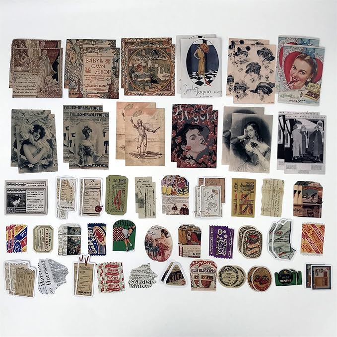 200PCS Vintage Scrapbooking Supplies Kit for Journaling,Bullet Journals Junk Journal Planners Aesthetic Cottagecore Room Decor Wall Art Collage Album (Retro Memory)