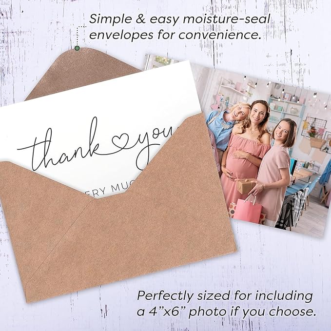 Durabasics 120 Thank You Cards with Envelopes to Express Gratitude – Wedding Thank You Cards with Envelopes & Stickers - For Any Occasion - Bridal Shower, Engagement, Graduation & More, 4" x 6"