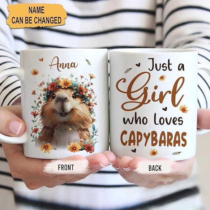 Hyturtle Personalized Cute Capybara Mug - Capybara Lover Gift - Coffee Cup Ceramic Mug 11 15oz