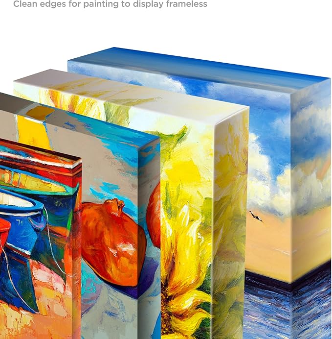 Creative Mark The Edge Deluxe Cotton 1-1/2" Deep Stretched Canvas for Painting, 8x40 Pack of 3, 14oz. Primed Weight, Universal Archival Priming, Medium Tooth, Hand-Stretched Canvas for Painters